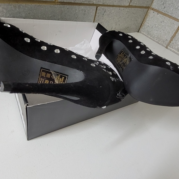 Black, rhinestone hidden platform high heel boot, 7.5 - Picture 10 of 14
